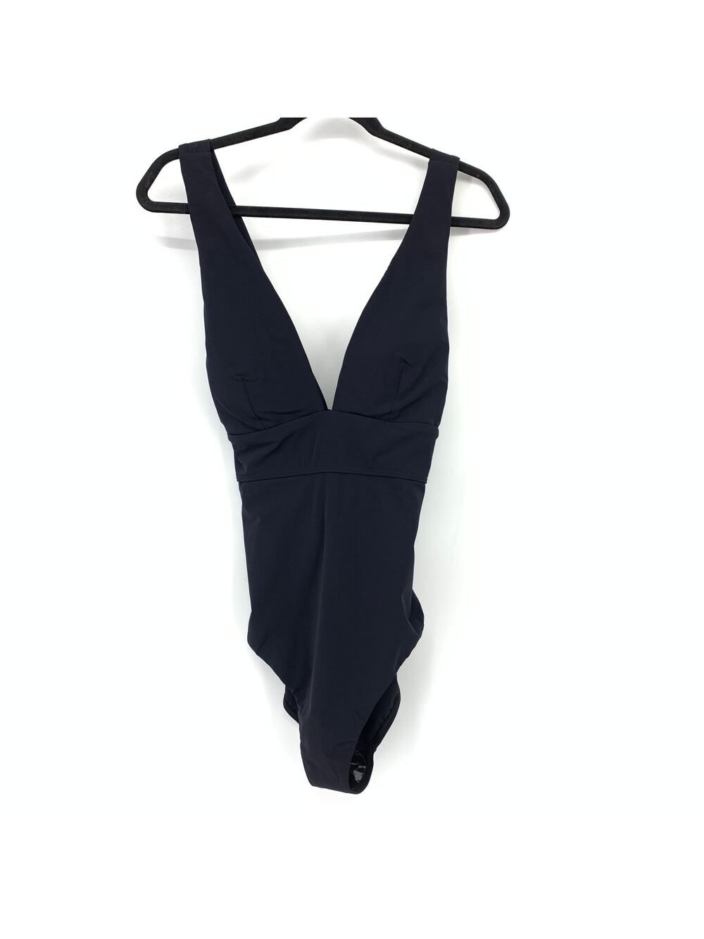 JETS Australia Plunge Neck One Piece Swimsuit Womens US Sz 12 Black Tie Back
